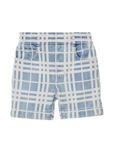 Burberry Kids short en jean à carreaux IP - Bleu