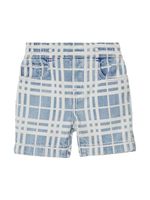 Burberry Kids short en jean à carreaux IP - Bleu