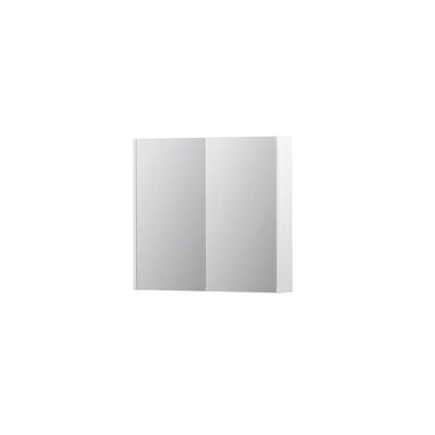 INK SPK2 Spiegelkast - 80x14x74cm - 2 deuren - dubbelzijdige Spiegel - schakelaar en stopcontact - MDF lak wit mat 1105201