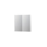 INK SPK2 Spiegelkast - 80x14x74cm - 2 deuren - dubbelzijdige Spiegel - schakelaar en stopcontact - MDF lak wit mat 1105201