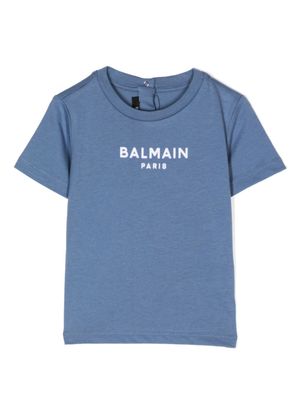 Balmain Kids t-shirt en coton à logo imprimé - Bleu
