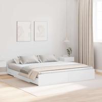 Opbergbedframe met hoofdeinde Wit 180 x 200 cm Bewerkt hout