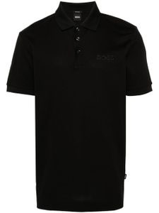 BOSS polo en coton à logo brodé - Noir