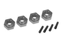 Wheel hubs, 12mm hex, 6061-T6 aluminum (charcoal gray-anodized) (4)/ screw pin (4) (TRX-8269A) - thumbnail