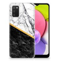 Samsung Galaxy A03S | TPU | Siliconen hoesje | Marmer Wit Zwart - Origineel Cadeau Man