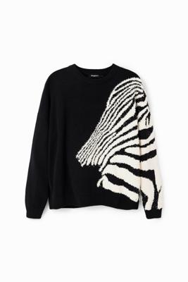 Oversized trui met zebraprint - BLACK - L