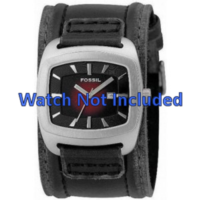 Horlogeband Fossil JR9498 Onderliggend Leder Zwart 22mm