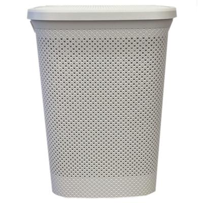 Bathroom Solutions Wasmand - creme wit - 60 liter - 37 x 46 x 60 cm - met deksel