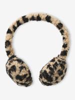Meisjesoorkappen van sherpa met luipaardprint en gevoerd met fleece beige