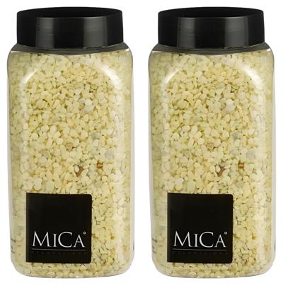 Mica Decorations decoratie stenen/granulaat - 2x - 650ml - geel - hobby steentjes