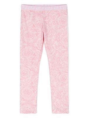 Versace Kids legging stretch à imprimé baroque - Rose