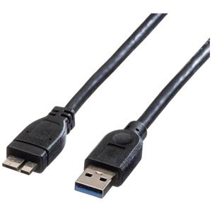 ROLINE USB 3.2 Gen 1 kabel, type, A M - Micro B M, zwart, 0,15 m