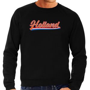 Zwarte sweater / trui Holland / Nederland supporter Holland met Nederlandse wimpel EK/ WK voor heren