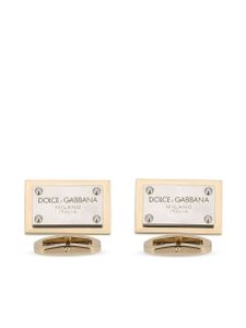 Dolce & Gabbana boutons de manchette à logo gravé - Or