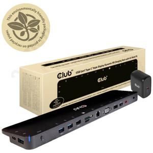 CLUB3D UNIVERSEEL USB Gen1 Type-C Triple Display Dockstation met 65 Watt voor het opladen van een lichte laptop * 1x VGA, 1x HDMI, 1x DP* ( DP ALT MODUS)