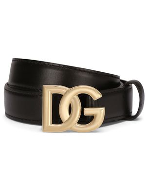 Dolce & Gabbana ceinture en cuir à logo DG - Noir