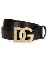 Dolce & Gabbana ceinture en cuir à logo DG - Noir