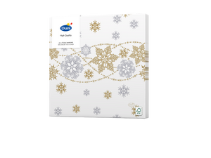 Servetten Snow Glitter White 3-laags tissue 33 x 33 cm - Duni
