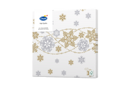 Servetten Snow Glitter White 3-laags tissue 33 x 33 cm - Duni - thumbnail