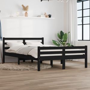 Bedframe massief hout zwart 135x190 cm 4FT6 Double