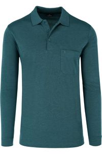 RAGMAN Regular Fit Poloshirt lange mouw donkergroen, Effen