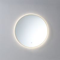 Badkamerspiegel Sanilux Rond LED 3 Kleuren Instelbaar Dimbaar Incl. Spiegelverwarming 100x2.5 cm Messing Geborsteld Goud