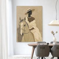 Urban Cotton Wandkleed 'Amazone' 145 x 190cm in Frame - black