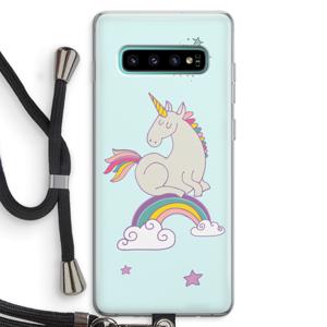 Regenboog eenhoorn: Samsung Galaxy S10 Plus Transparant Hoesje met koord