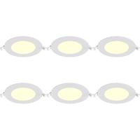 LED Downlight Inbouwspot Dimbaar 6 Stuks - Brinton Thin - 6W 470lm 120° Bundelhoek - Warm Wit 3000K - IP40 - Rond - Wit - Ø128mm Buitenmaat - Ø110mm Zaagmaat
