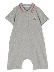 Moncler Enfant grenouillère en coton à patch logo - Gris