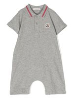 Moncler Enfant grenouillère en coton à patch logo - Gris - thumbnail