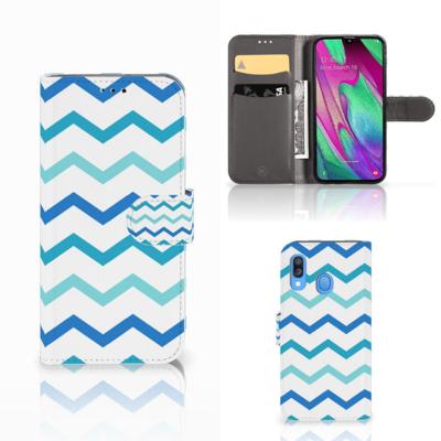 Samsung Galaxy A40 | Telefoon Hoesje | Zigzag Blauw