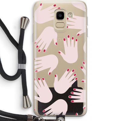 Hands pink: Samsung Galaxy J6 (2018) Transparant Hoesje met koord