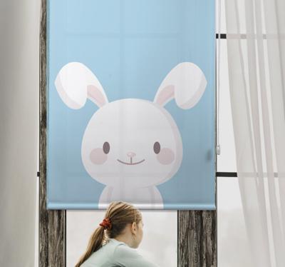 Noorse babykamer rolgordijnën wit konijn