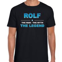 Naam cadeau t-shirt Rolf - the legend zwart voor heren