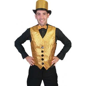 Carnaval verkleed gilet voor heren - goud voor/zwart achter - polyester