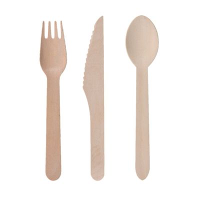 Houten wegwerp party/bbq bestek sets voor 60x personen messen/vorken/lepels van 16 cm