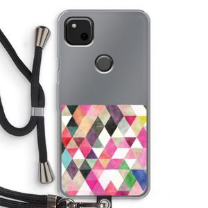 Gekleurde driehoekjes: Pixel 4a Transparant Hoesje met koord