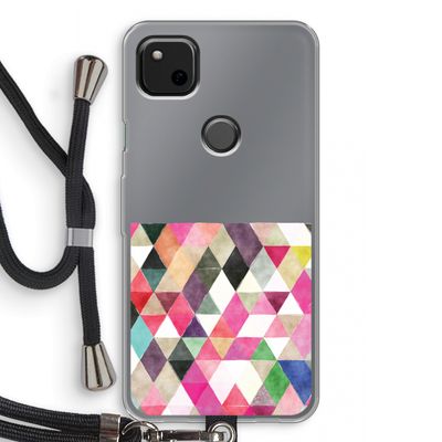 Gekleurde driehoekjes: Pixel 4a Transparant Hoesje met koord