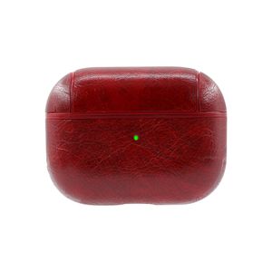 Apple Airpods Pro Lederlook Case - Leer - Hardcase - Sleutelhanger - Kunstleer - Apple Airpods - Rood