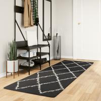 VidaXL Vloerkleed pamplona shaggy hoogpolig 80x250 cm zwart en crème