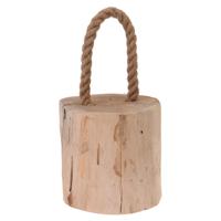 Deurstopper Boomstam - teak hout - met draagtouw - 14 cm - natuurlijk wonen