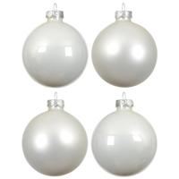 Kerstballen set - 10x - winter wit - glas - 6 cm - glans en mat