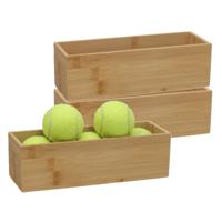 5Five houten bakje - 3x - organizer - bamboe - 23 x 8 x 7 cm - kast en lade verdelers - opslag