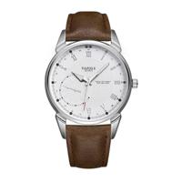 YAZOLE 427 mannen Fashion Business PU lederen Band Quartz Wrist Watch lichtgevende punten (White Dial + bruine band)