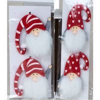 Kersthangers - gnomes/kabouters - 4x st- vilt -7 cm - kerstornamenten