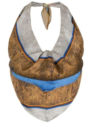 Amir Slama blouse en soie à dos nu - Bleu