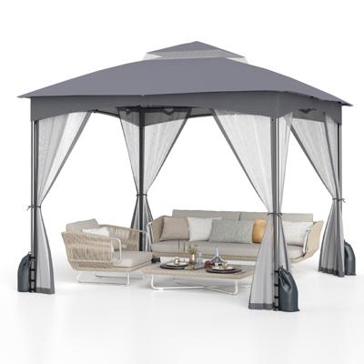 3 x 3 m Paviljoen met Muggennet & 4 Zandzakken & Dubbel dak Waterdicht Tuinpaviljoen Grijs