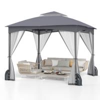 3 x 3 m Paviljoen met Muggennet & 4 Zandzakken & Dubbel dak Waterdicht Tuinpaviljoen Grijs