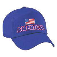 Verkleed feest pet - blauw - Amerika - vlag/landen thema - zonneklep pet